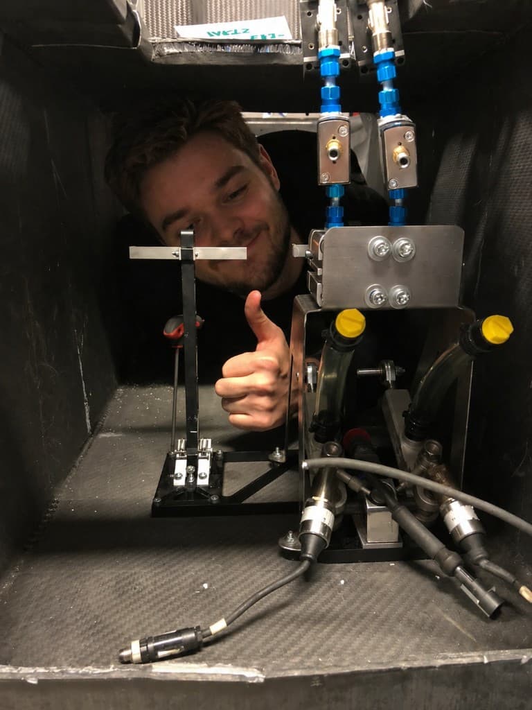 Victor working on a KTH Formula Student mechanical assembly