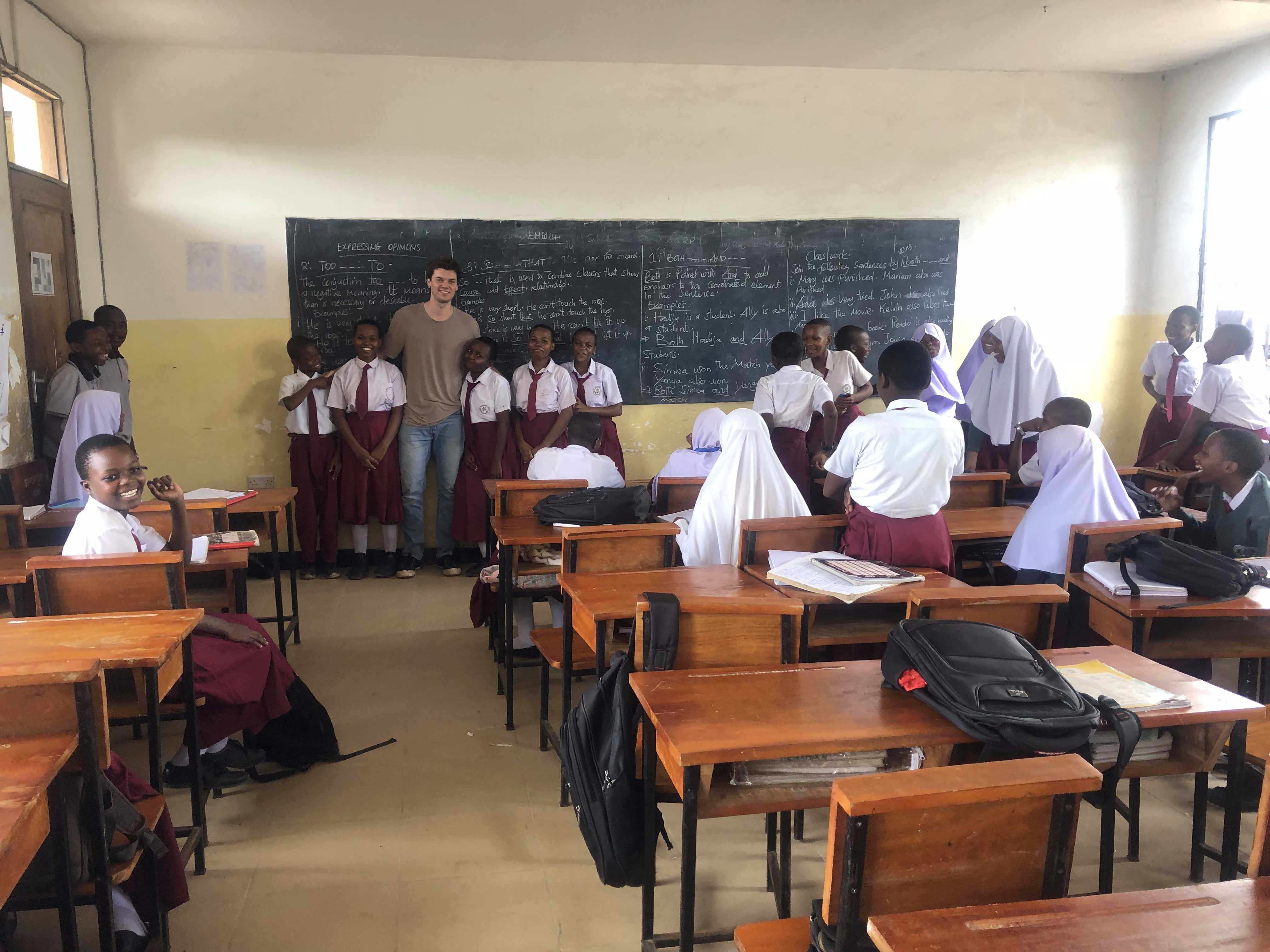 Victor visiting a classroom in Tanzania during Twiga research