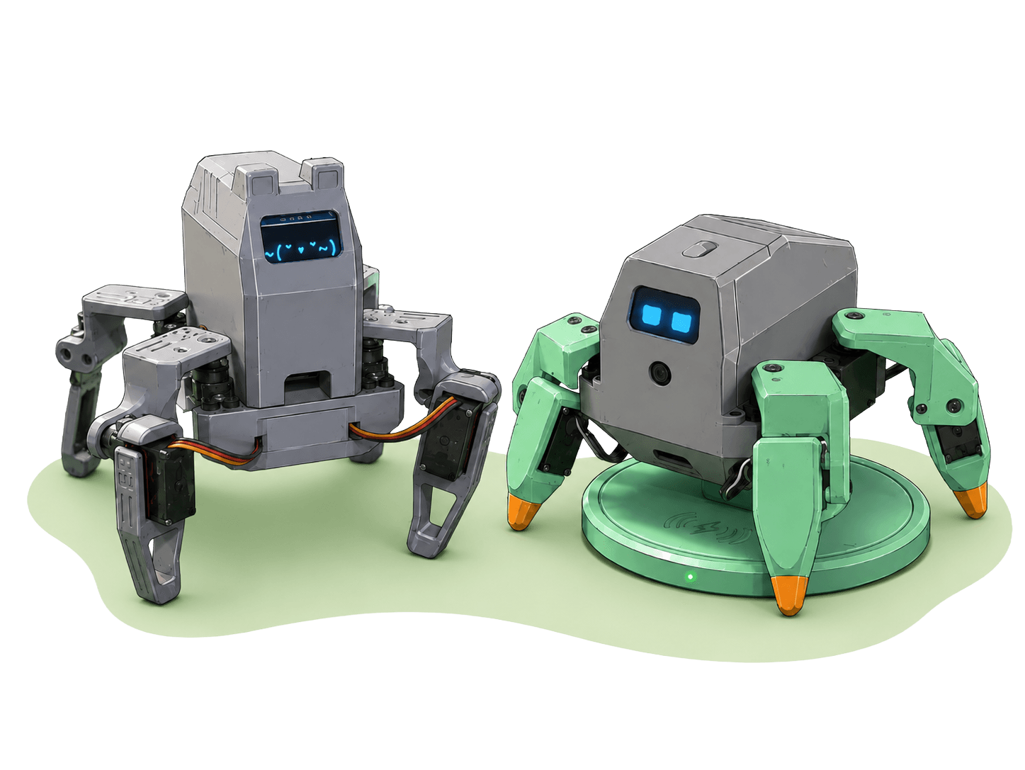 Walnut and Sesame desktop quadruped robots